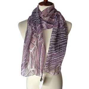 Made in Italy Purple Abstract Animal Print Oblong Scarf Sheer Lightweight 684927